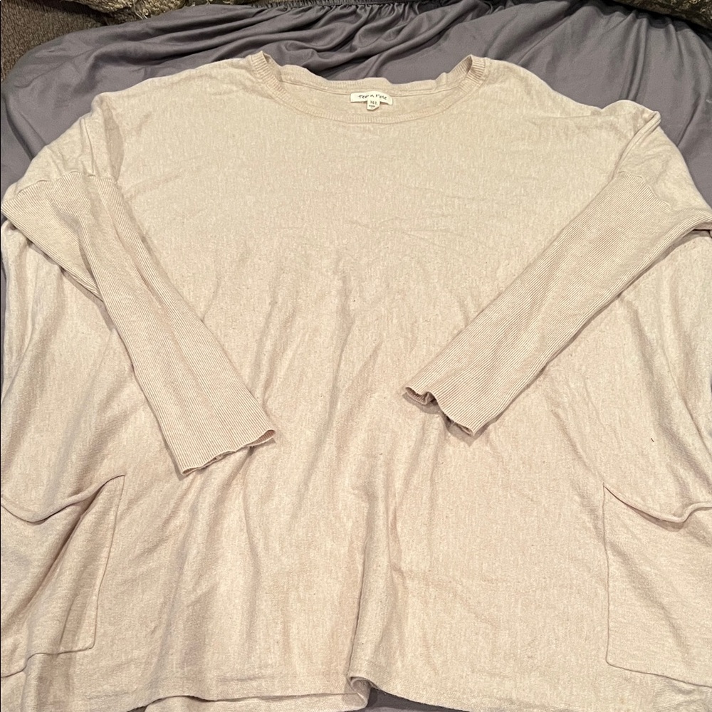 Tea n Rose Light Beige Long Sleeve Top